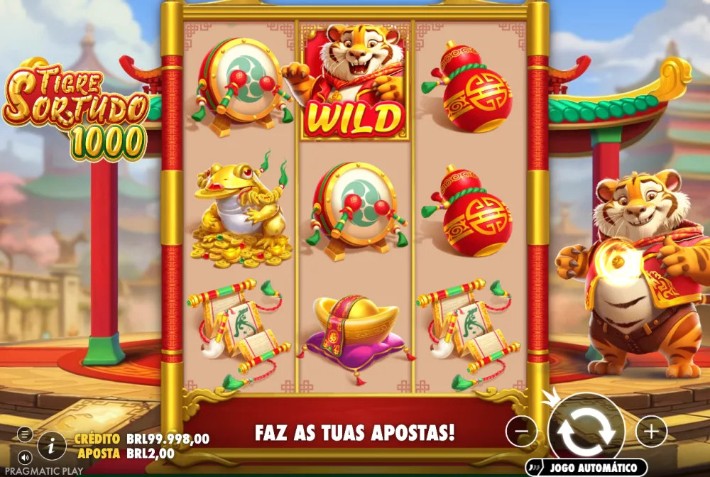 Giro com o Tigre Wild na grade da edição Tigre Sortudo 1000 na demo
