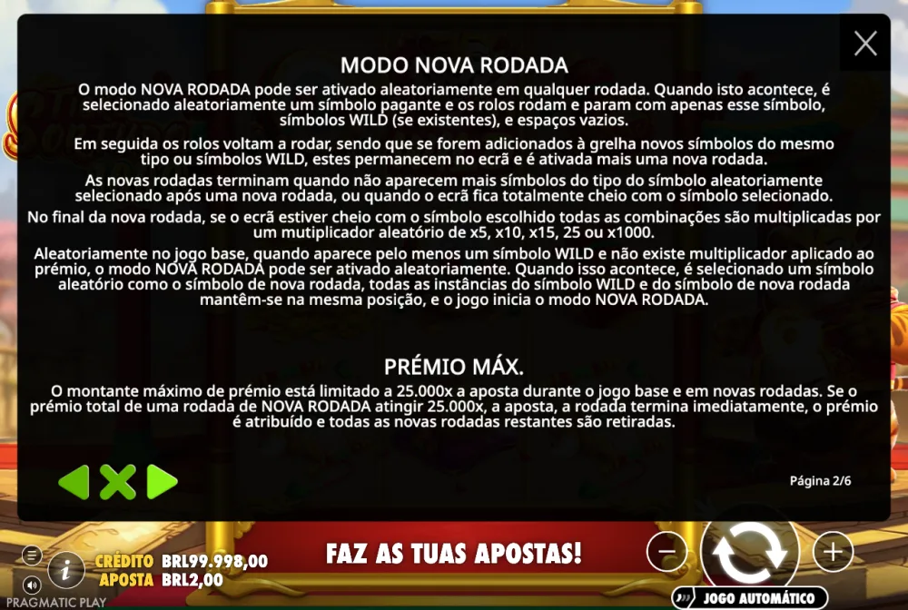 Tela de prêmio máximo do Tigre Sortudo 1000 mostrando o ganho máximo de 25.000x a aposta