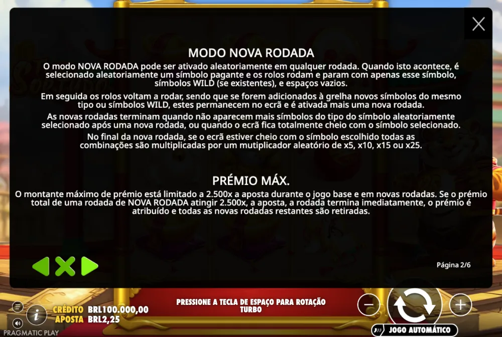Modo Nova Rodada do Tigre Sortudo com um símbolo travado na grade durante os respins